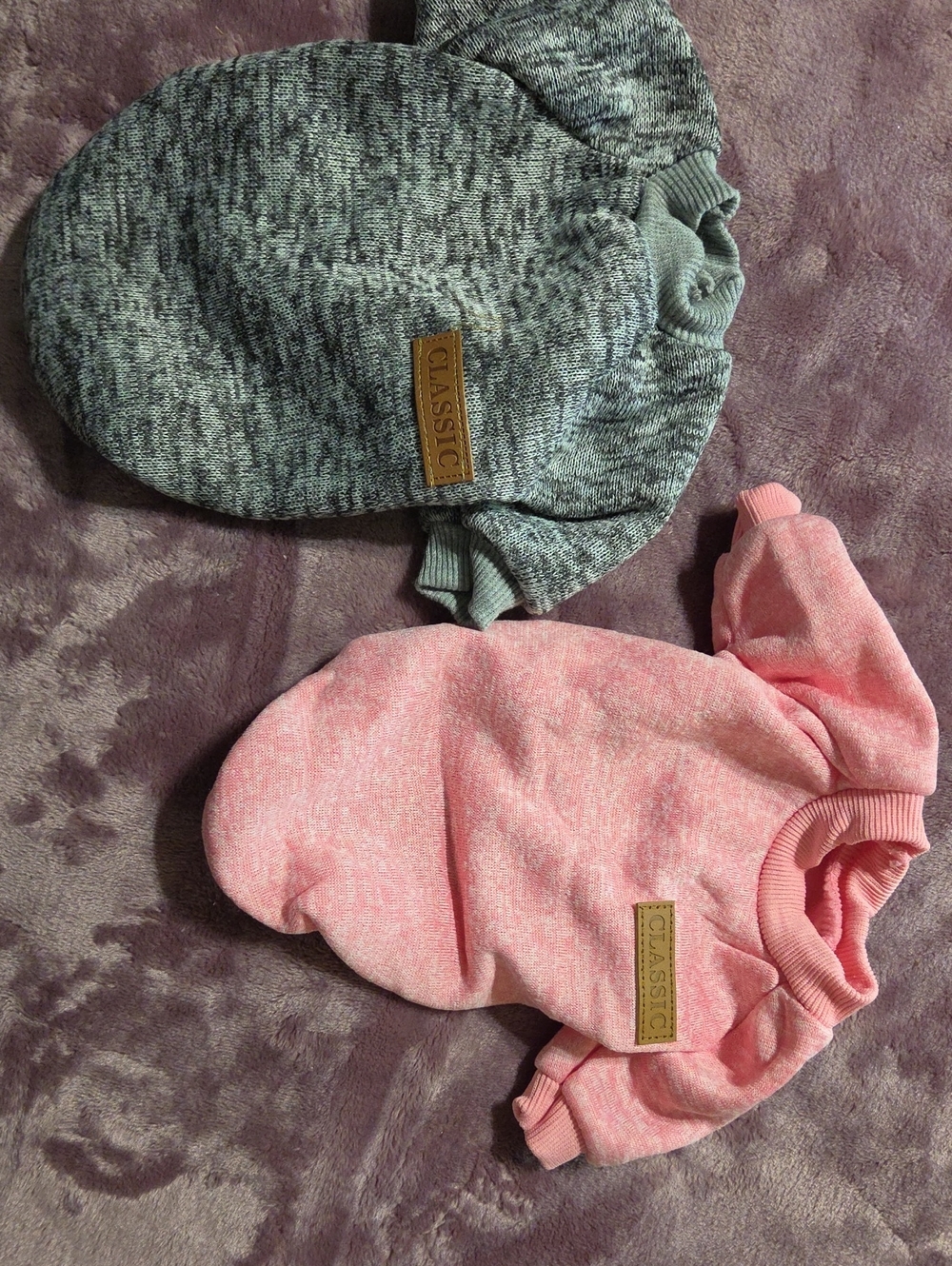 Classic Pet Outfits Pink & Gray Knit Pet Hoodies